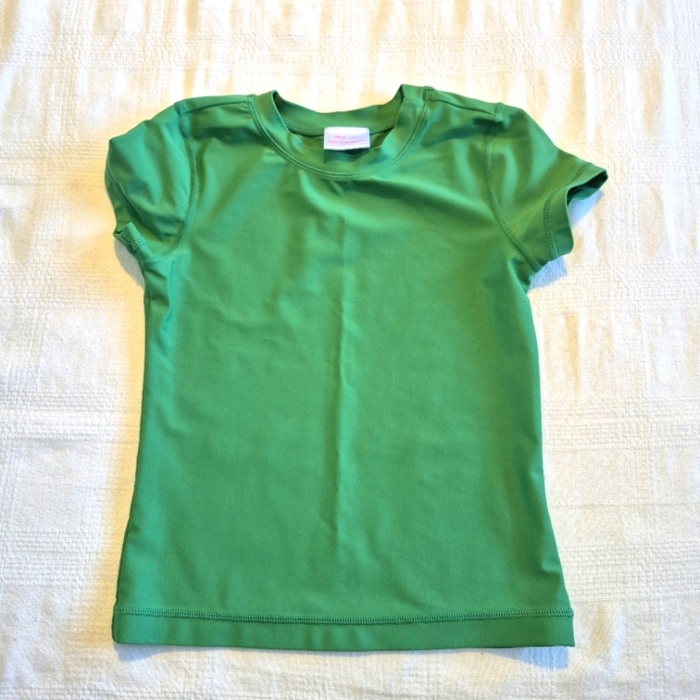 Hanna Andersson boys size 140 or 10 short sleeve green rash guard EUC